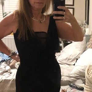 evening gown , classy black plunge back